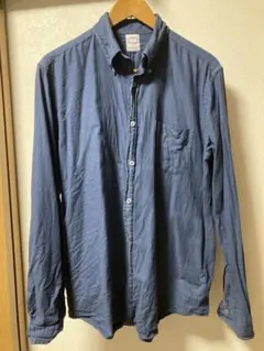 ブルックスブラザーズ ウール混 フランネル ソリッド スポーツシャツ ネイビー