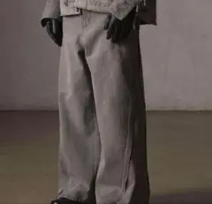 GRANCY ジップデザイン バギーデニム パンツ