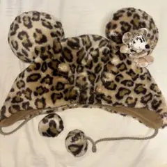 ミニーマウス ヒョウ柄キャップ