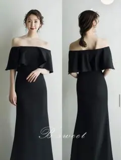 【値下げしました！】オフショルダードレス ブラック 結婚式 前撮り