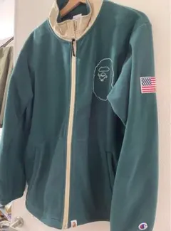 A BATHING APE Champion フリースジャケット グリーン