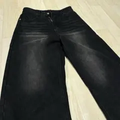 【Menes風】【地底人風】【Acne風】 ダメージ加工 ブラックデニムSサイズ