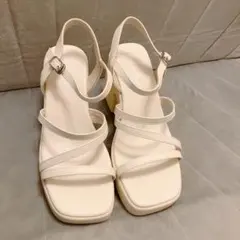 オリエンタルトラフィック クロスストラップ ヒール サンダル ホワイト 厚底 白