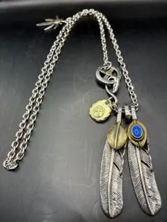 インディアンジュエリー ゴールドフェザーネックレス