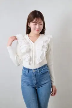 Herlipto Ruffle Pleated Knit Cardigan