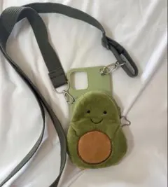 スマホケース アボカド ポーチ付き ショルダー iPhone12/12Pro