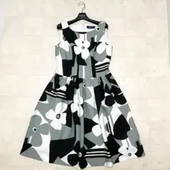 エムズグレイシー 花柄 ワンピース Aライン モノトーン Lサイズ