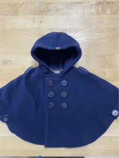 ミキハウス　フード付きポンチョ ネイビー