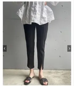 PB select 伸縮性抜群のスラックスタイプのフロントスリットパンツ