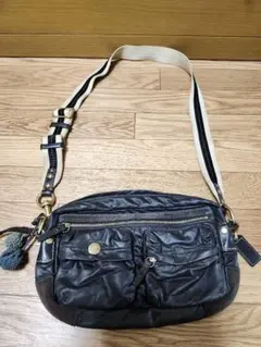 【ジャンク】COACH コーチ ナイロン ショルダーバッグ 黒 訳あり