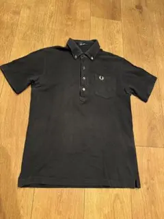 FRED PERRY ボタンダウン ポロシャツ L ブラック 金ロゴ