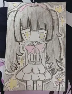 ポストカード　萌え絵　手描きイラスト　可愛い　原画