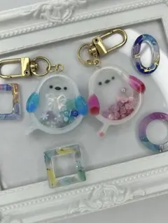 シマエナガ シャカシャカキーホルダー レジン