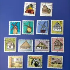 5925 外国切手 DDR 1978年 建築物・風車 シリーズ 13種銷印有