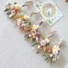 ミモザ♬ドライフラワーガーランド｜ミニスワッグ｜ミニブーケ｜春｜ギフト｜壁飾り