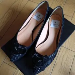 LANVINランバンオンブルー限定ロゴプレートリボンドットパンプス 22.5cm