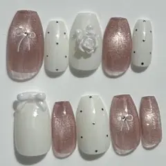 サイズオーダー　ネイルチップ　ワンホン　韓国風　春　シンプル