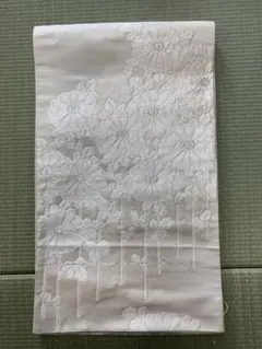 花柄刺繍 ホワイト 袋帯