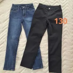 キッズパンツ 黒 デニム 2点セット