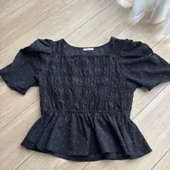 ハニーズ　Honeys　シャーリングブラウス　ドット　　　　半袖ブラウス