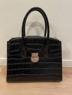 黒 クロコダイル調　トートバッグ