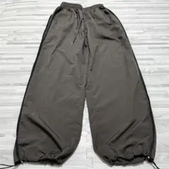 サイドライン ナイロンパンツ カーゴパンツ ワイドパンツ チャコール