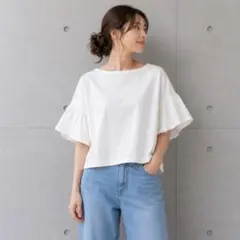 ADORE フレアスリーブ ブラウス 38 M 白 半袖 日本製のサムネイル