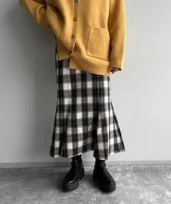 ローリーズファーム チェック マーメイドスカート 美シルエット ハイウエスト L