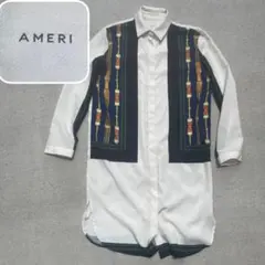 【高級品】Ameri アメリ レーススカートシャツワンピース ホワイト