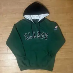 ●XLARGE ハーフジップアップパーカー / グリーン