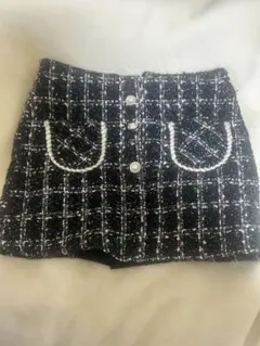 ツイード風 ミニスカパン 黒