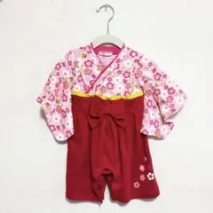 花柄 ベビー 袴ロンパース 着物70cm