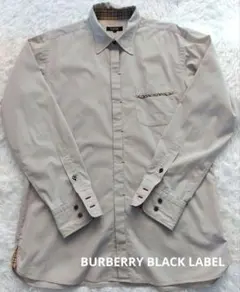 バーバリーブラックレーベル 長袖 比翼シャツ シャドーホース ノバチェック　3