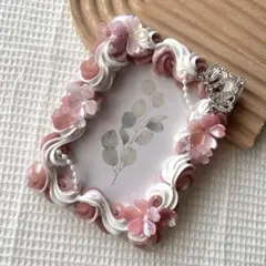 ホイップデコ トレカケース デコB8 くすみピンク 花 王冠