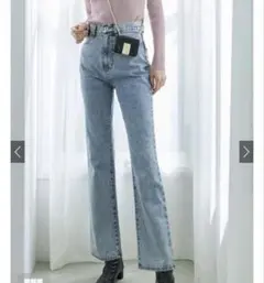 GRL グレイルハイウエストセミフレアデニムパンツ ［cu289］