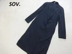 SOV.　ソヴ　ストレッチ　ガウン　ロングカーディガン　ネイビーストライプ　３６
