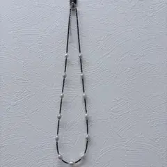 美品 淡水パール × ブラックビーズ ネックレス SILVER金具