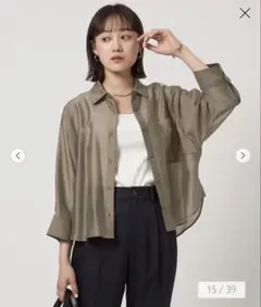 再値下げ！　グリーンレーベルリラクシング　エアリー シアー シャツ