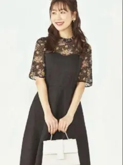 kaene パーティードレス ワンピース美品　黒　花柄　シースルー