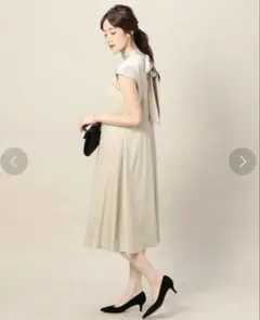 【超美品】BY DRESS サテンバックリボンフレアワンピース　Sサイズ