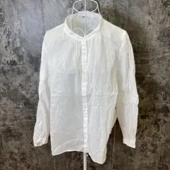 ✨UNIQLO✨ユニクロ♡スタンドカラーシャツ♡コットンシャツ♡長袖♡白(XL)