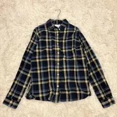 【アーノルドパーマー】美品 チェック柄長袖シャツ ネイビー/イエローサイズM