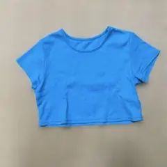 青 クロップド丈 Tシャツ S
