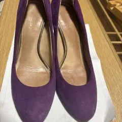 コーチ　24 パンプス　スエード　パープル　ハイブランド　ロゴ