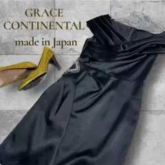 【グレイスコンチネンタル】日本製ビジューデコルテラインワンピースパーティー結婚式