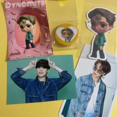 BTS TinyTAN ジミン ホログラムステッカー&缶バッジ&フォト、カード