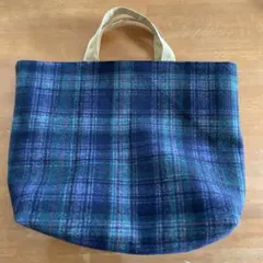 ウールタータンチェック　大きめトートバッグ　ハンドメイド