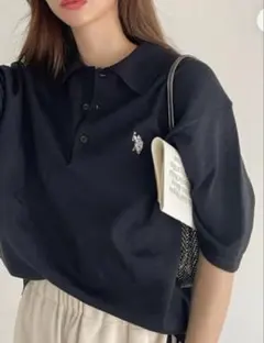 Ada. // U.S. POLO ASSN. ニット ポロシャツ　ブラック　Mのサムネイル
