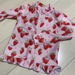 ハッカキッズ　S いちご柄ラッシュガード ピンク 長袖