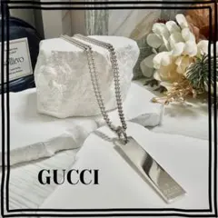 極美品 GUCCI ロゴ プレートネックレス シルバー グッチ